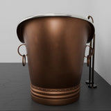 72" Francis Double Slipper Copper Pedestal Tub with Rings