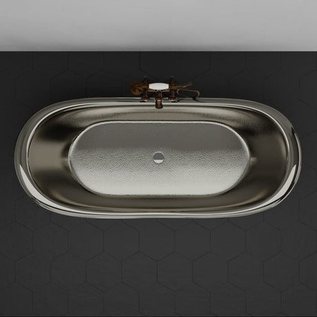 72" Francis Double Slipper Copper Pedestal Tub with Rings