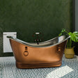72" Francis Double Slipper Copper Pedestal Tub with Rings