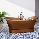 72" Gardena Copper Double-Slipper Roll-Top Pedestal Tub