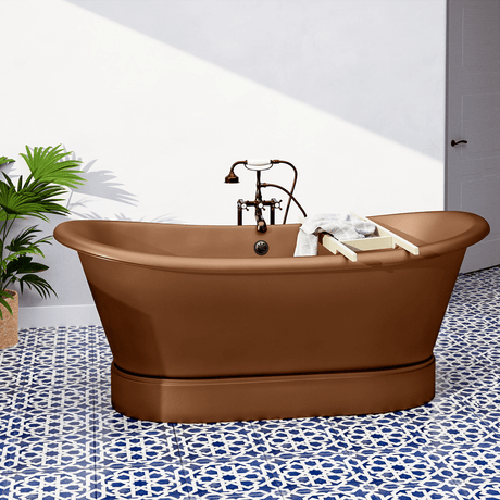 72" Gardena Copper Double-Slipper Roll-Top Pedestal Tub