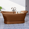 72" Gardena Copper Double-Slipper Roll-Top Pedestal Tub