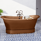 72" Gardena Copper Double-Slipper Roll-Top Pedestal Tub