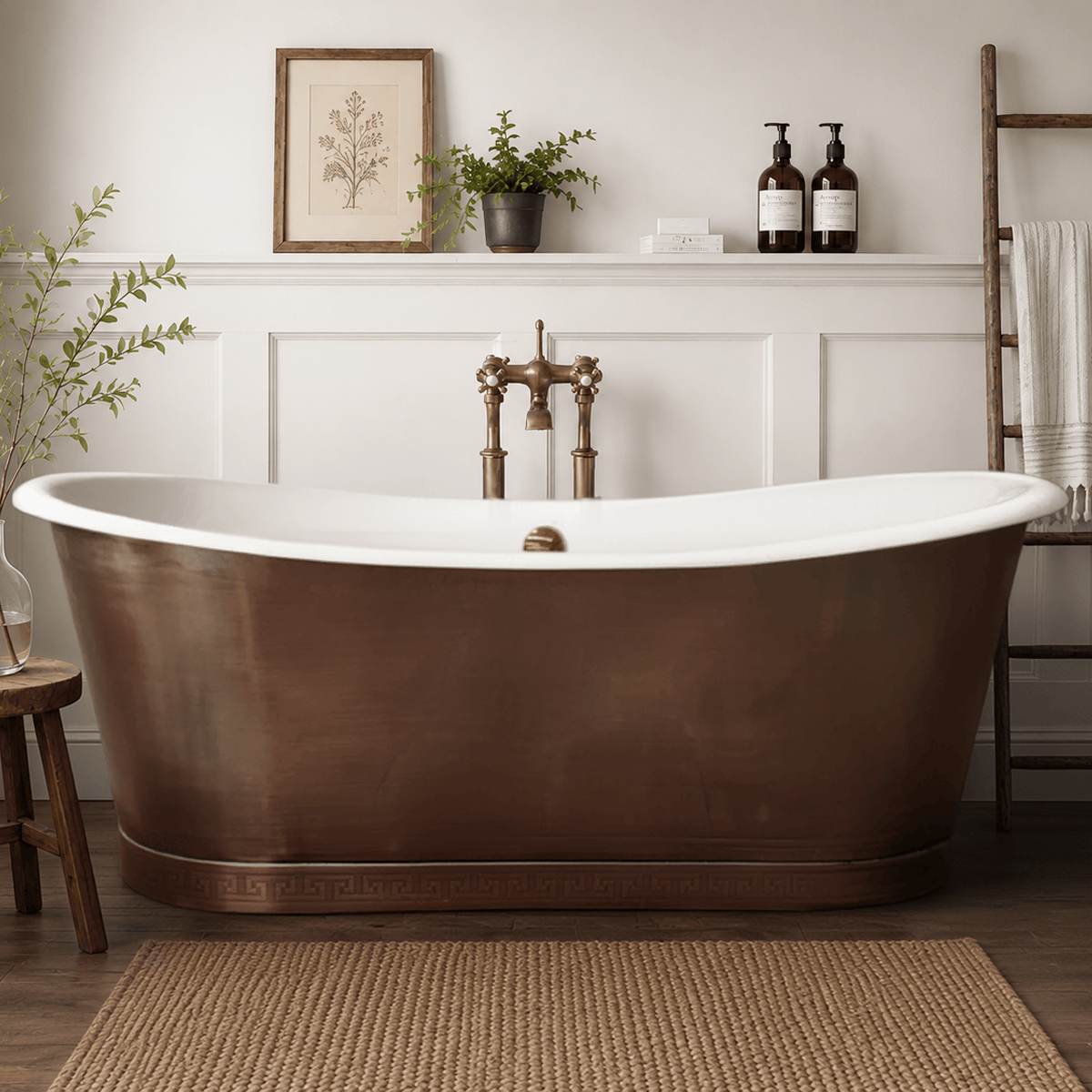 72" Hartman Cast Iron Steel Skirted Bateau Tub