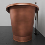 72" Hayward Hammered Copper Double Slipper Pedestal Tub with Copper Rivets