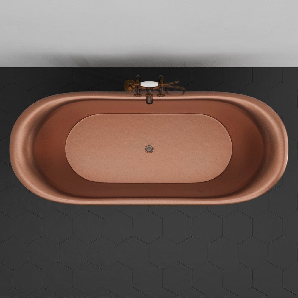 72" Hayward Hammered Copper Double Slipper Pedestal Tub with Copper Rivets