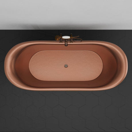 72" Hayward Hammered Copper Double Slipper Pedestal Tub with Copper Rivets