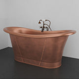 72" Hayward Hammered Copper Double Slipper Pedestal Tub with Copper Rivets