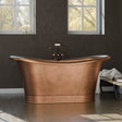72" Hayward Hammered Copper Double Slipper Pedestal Tub with Copper Rivets