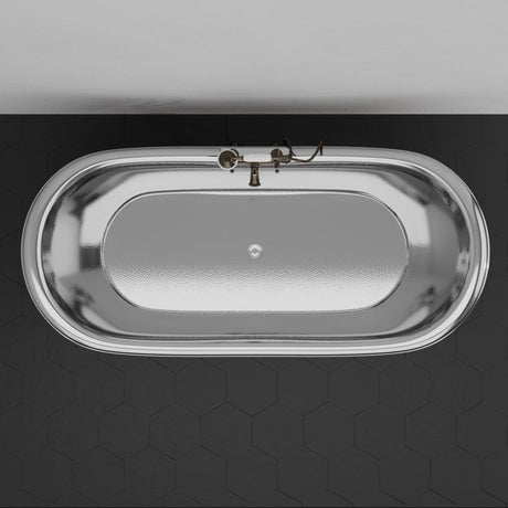 72" Kenlee Double Slipper Hammered Copper Clawfoot Tub with Rolled Rim - Polished Nickel Interior with Antique Copper Exterior