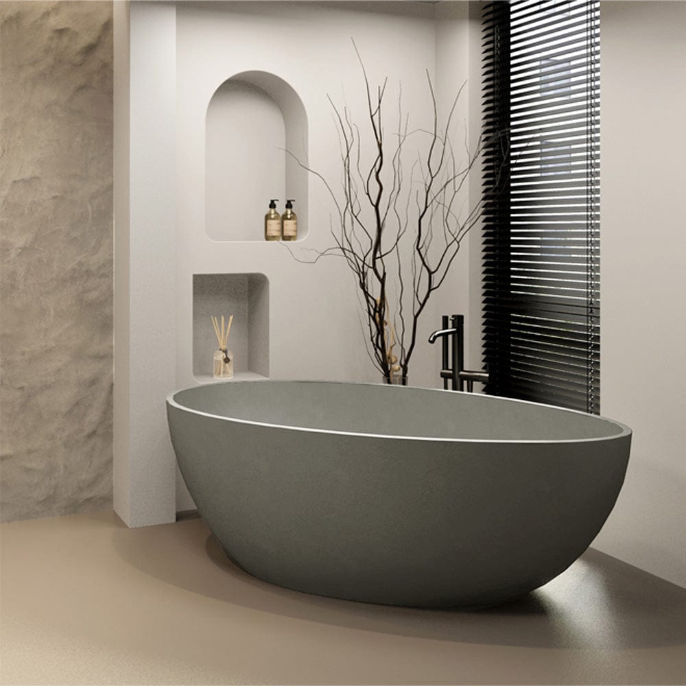 72" Lincoln Natural Concrete Oval Freestanding Tub - Smooth