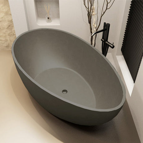 72" Lincoln Natural Concrete Oval Freestanding Tub - Smooth