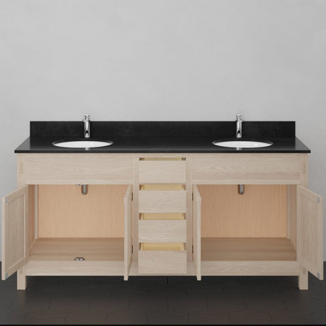 72" Mission Unfinished Red Oak Double Vanity for Undermount Sinks - 34" Height