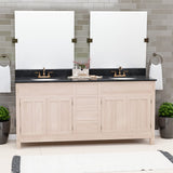 72" Mission Unfinished Red Oak Double Vanity for Undermount Sinks - 34" Height