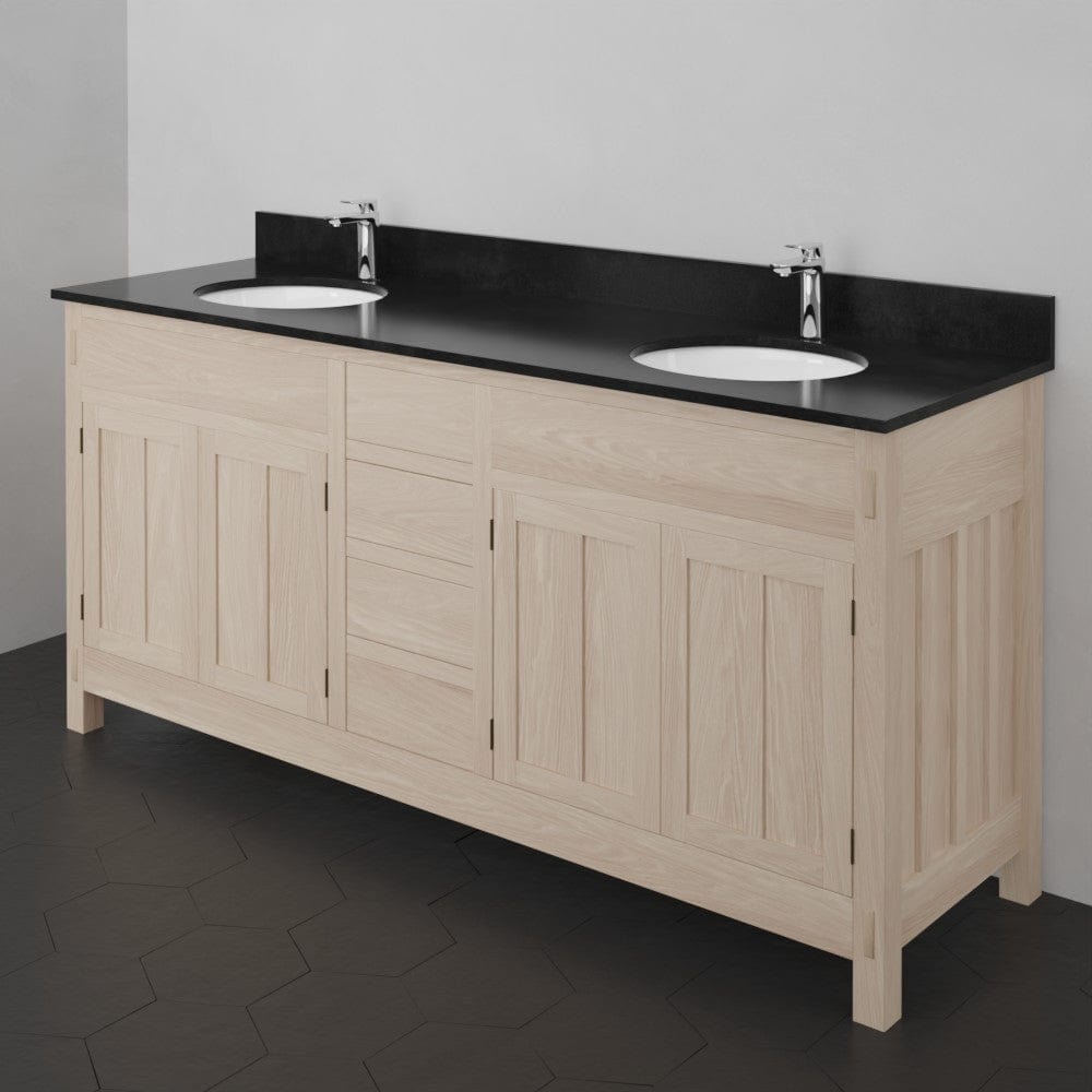 72" Mission Unfinished Red Oak Double Vanity for Undermount Sinks - 34" Height