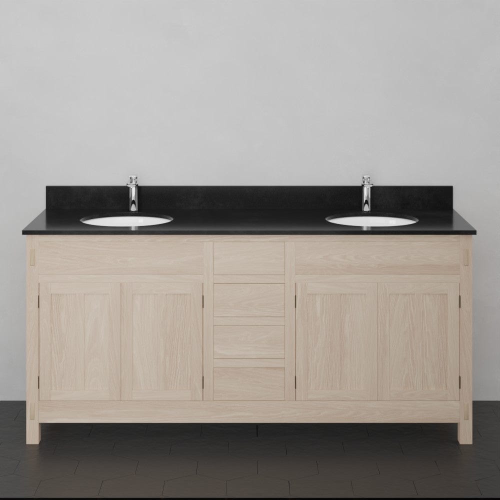 72" Mission Unfinished Red Oak Double Vanity for Undermount Sinks - 34" Height