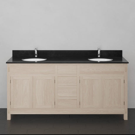 72" Mission Unfinished Red Oak Double Vanity for Undermount Sinks - 34" Height
