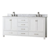 72" Noxon Double Vanity for Rectangular Undermount Sinks - White
