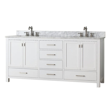 72" Noxon Double Vanity for Rectangular Undermount Sinks - White