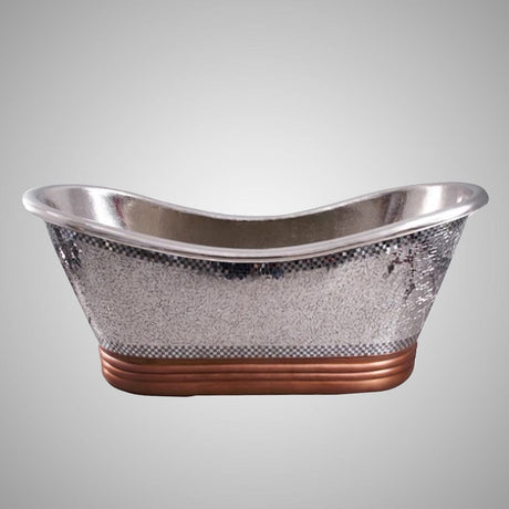 72" Pomona Copper Double-Slipper Mosaic Nickel-Plated Tub