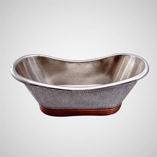 72" Pomona Copper Double-Slipper Mosaic Nickel-Plated Tub