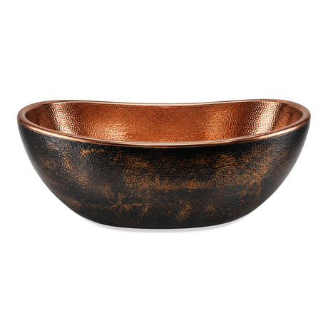 72 Sorella Antique Hammered Copper Double-Slipper Freestanding Tub with Polished Copper Interior