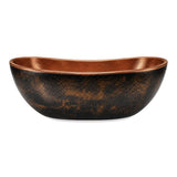 72 Sorella Antique Hammered Copper Double-Slipper Freestanding Tub with Polished Copper Interior