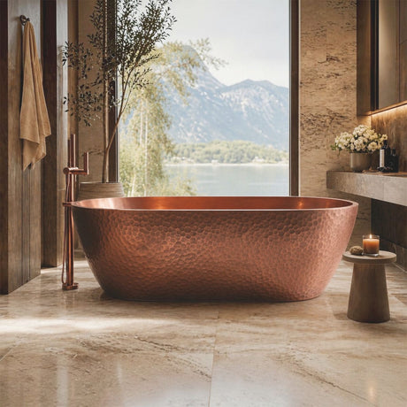 72 Thalia Hammered Copper Freestanding Tub
