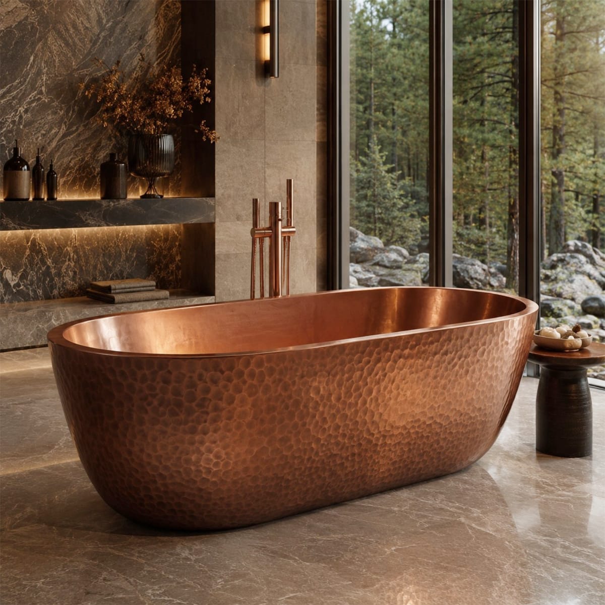 72 Thalia Hammered Copper Freestanding Tub