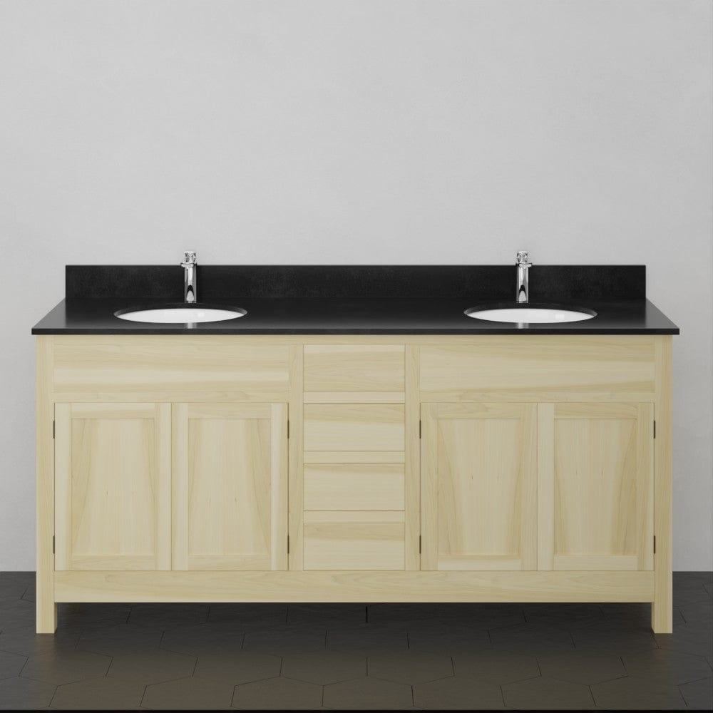 72" Unpainted Shaker Style Poplar Wood Double Vanity for Undermount Sink - 34" Height