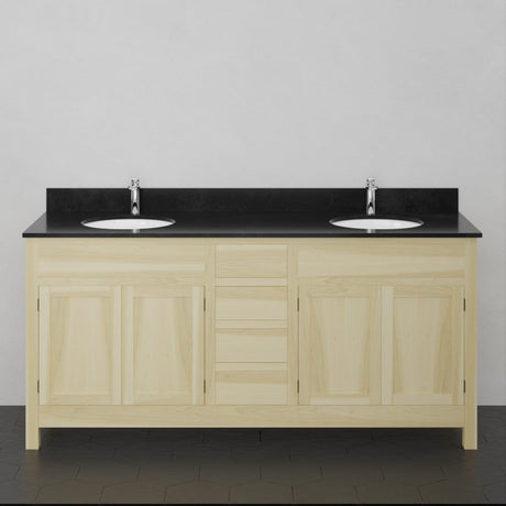 72" Unpainted Shaker Style Poplar Wood Double Vanity for Undermount Sink - 34" Height