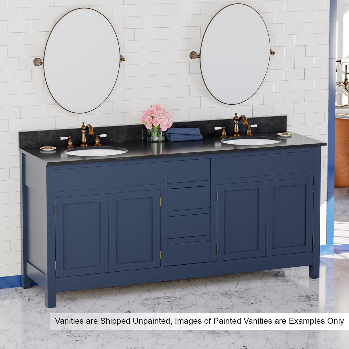 72" Unpainted Shaker Style Poplar Wood Double Vanity for Undermount Sink - 34" Height