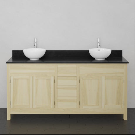 72" Unpainted Shaker Style Poplar Wood Double Vanity for Vessel Sink - 34" Height