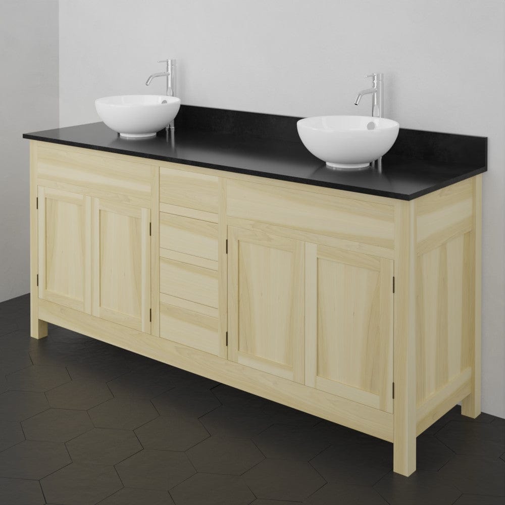 72" Unpainted Shaker Style Poplar Wood Double Vanity for Vessel Sink - 34" Height