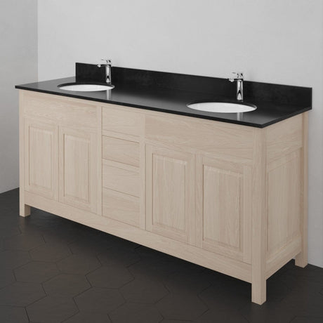 72" Vippis Unfinished Red Oak Raised Panel Double Vanity for Undermount Sinks - 34" Height