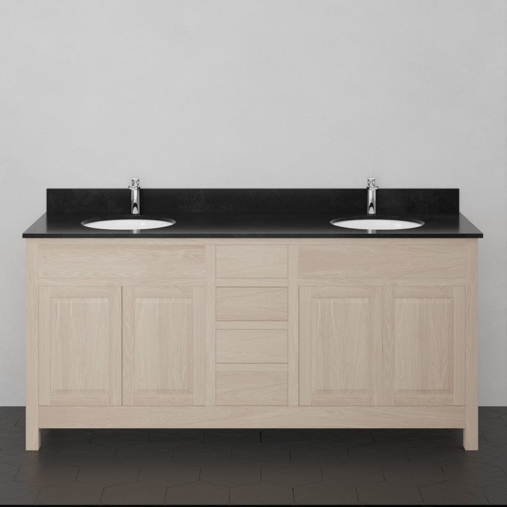 72" Vippis Unfinished Red Oak Raised Panel Double Vanity for Undermount Sinks - 34" Height