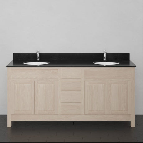 72" Vippis Unfinished Red Oak Raised Panel Double Vanity for Undermount Sinks - 34" Height