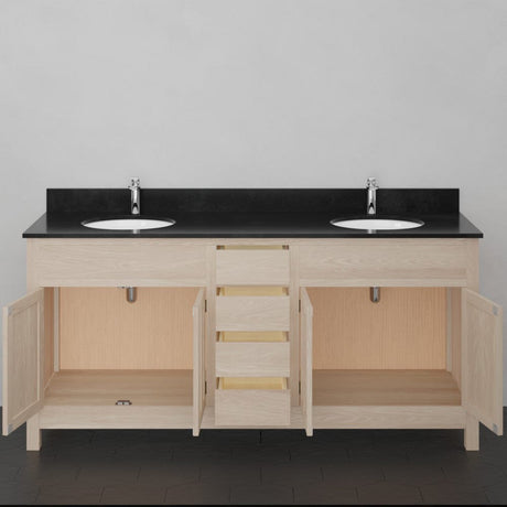 72" Vippis Unfinished Red Oak Raised Panel Double Vanity for Undermount Sinks - 34" Height