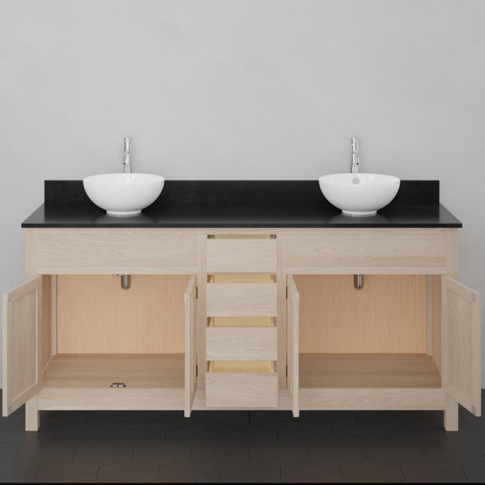 72" Vippis Unfinished Red Oak Raised Panel Double Vanity for Vessel Sinks - 34" Height