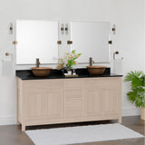 72" Vippis Unfinished Red Oak Raised Panel Double Vanity for Vessel Sinks - 34" Height