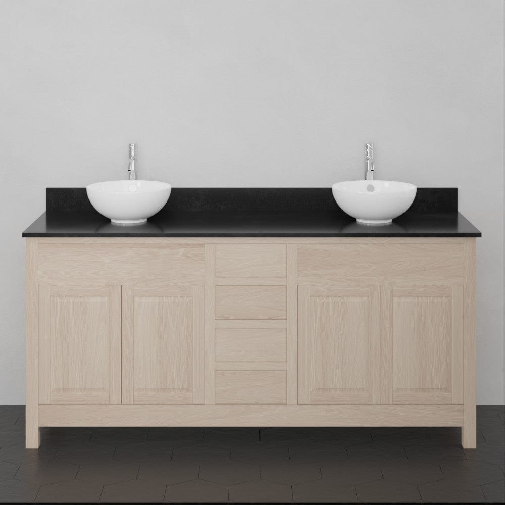 72" Vippis Unfinished Red Oak Raised Panel Double Vanity for Vessel Sinks - 34" Height