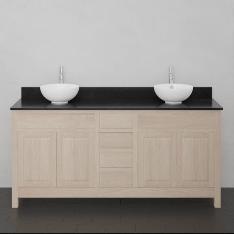 72" Vippis Unfinished Red Oak Raised Panel Double Vanity for Vessel Sinks - 34" Height