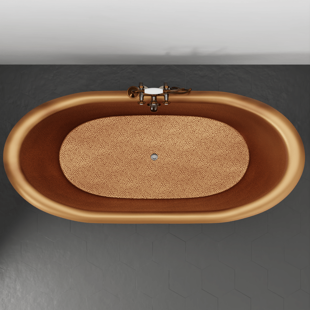 72" Vista Copper Double-Slipper Roll-Top Pedestal Tub