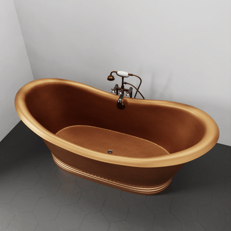72" Vista Copper Double-Slipper Roll-Top Pedestal Tub