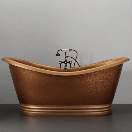 72" Vista Copper Double-Slipper Roll-Top Pedestal Tub