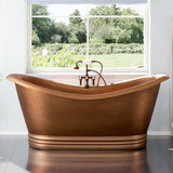 72" Vista Copper Double-Slipper Roll-Top Pedestal Tub