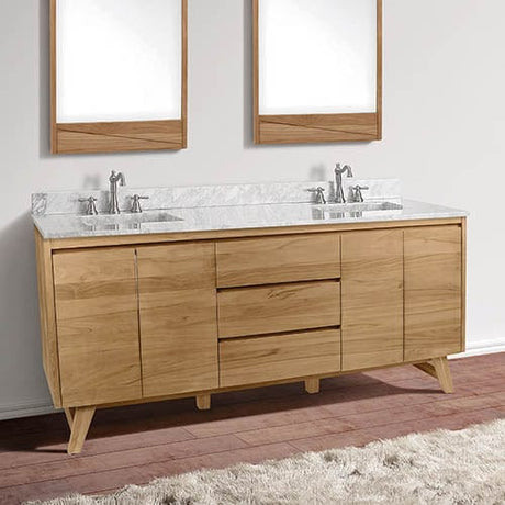 72" Winton Double Teak Vanity for Rectangular Undermount Sinks