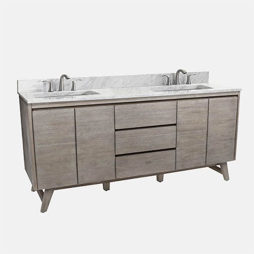 72" Winton Double Teak Vanity for Rectangular Undermount Sinks