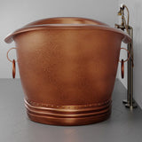 72" x 40" Extra Wide Arcadia Copper Double-Slipper Roll-Top Pedestal Tub