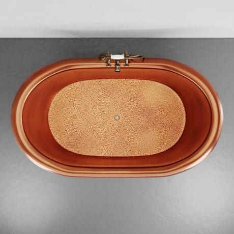 72" x 40" Extra Wide Arcadia Copper Double-Slipper Roll-Top Pedestal Tub